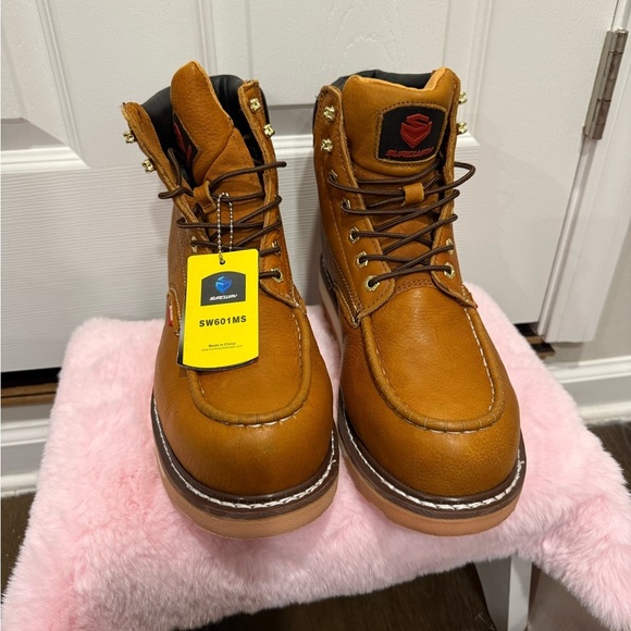 Sureway LT Brown Leather Work Lace Up Boots Oil Slip Resist SW601MS Mens 10.5 - Picture 11 of 16